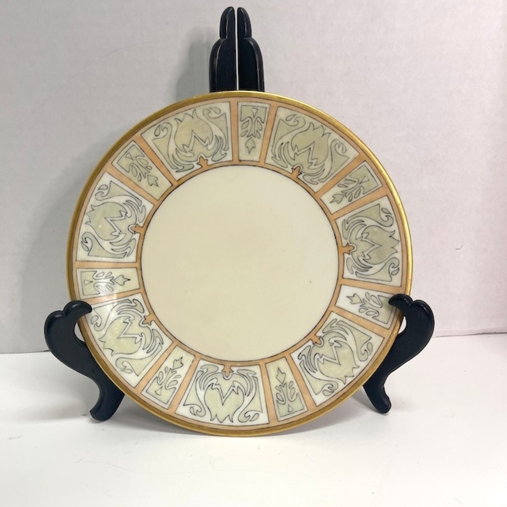 Antique Limoges D&C France Hand-Painted Salad‎ Plate Signed E. Bridwell Chip